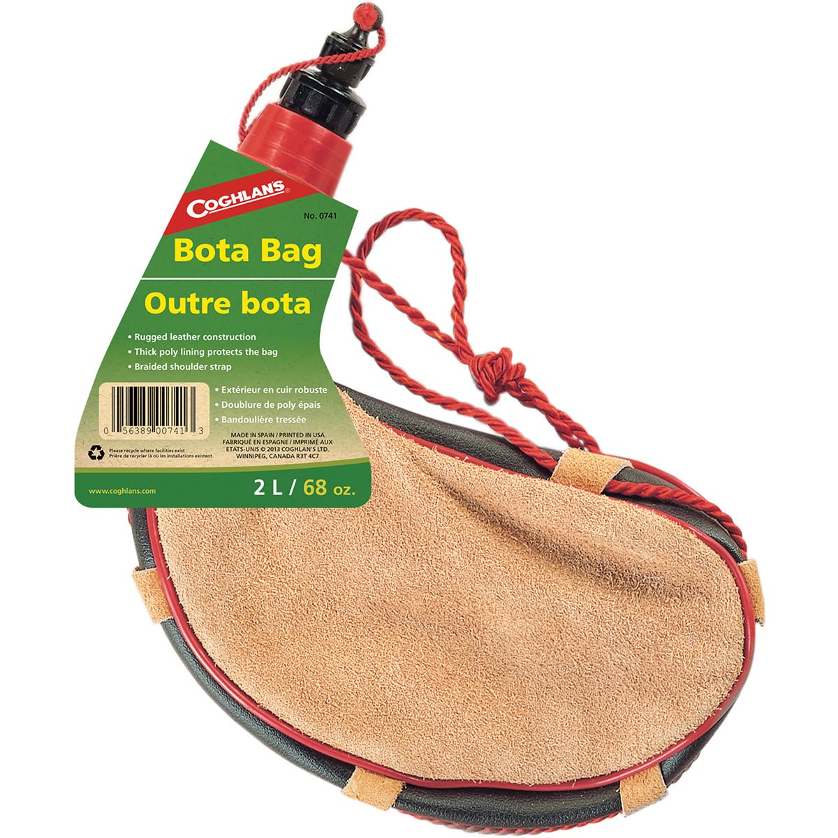 Coghlan's Bota Bag, Rugged Leather Spanish Wine Skin Heavy Poly Lining Coghlan's