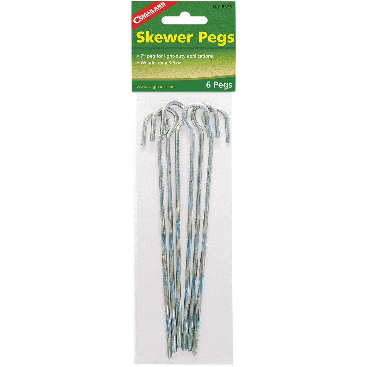 Coghlan's 7" Skewer Pegs (6 Pack), 3.5 oz Weight, Steel Camping Tent Stakes - Forza Sports