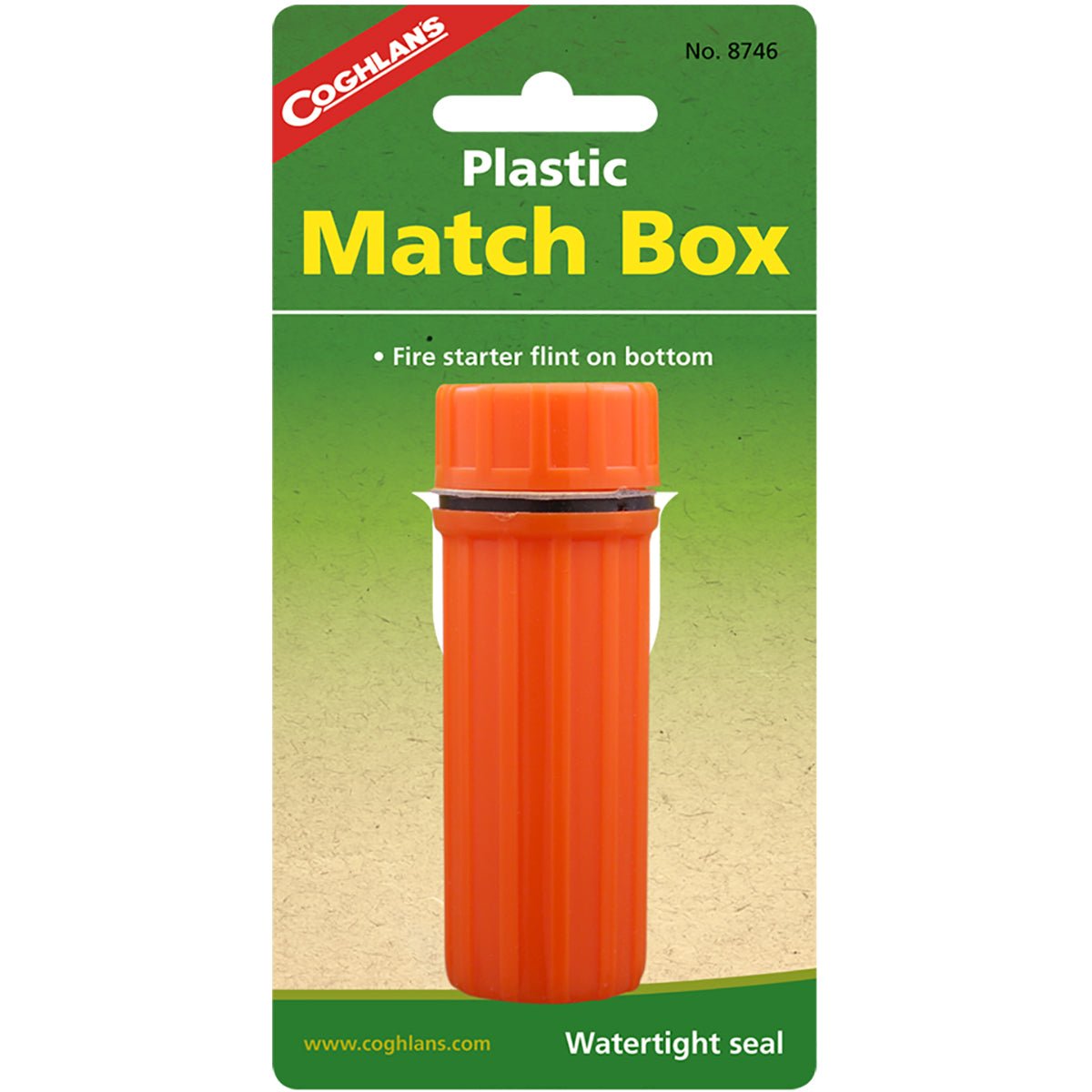 Coghlan's Plastic Match Box Waterproof Case w/ Fire Starter Flint Striker Orange - Forza Sports