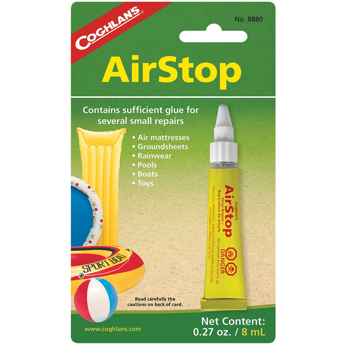 Coghlan's Airstop Repair Vinyl Sealant - Air Mattresses, Ground Sheets, Rainwear - Forza Sports