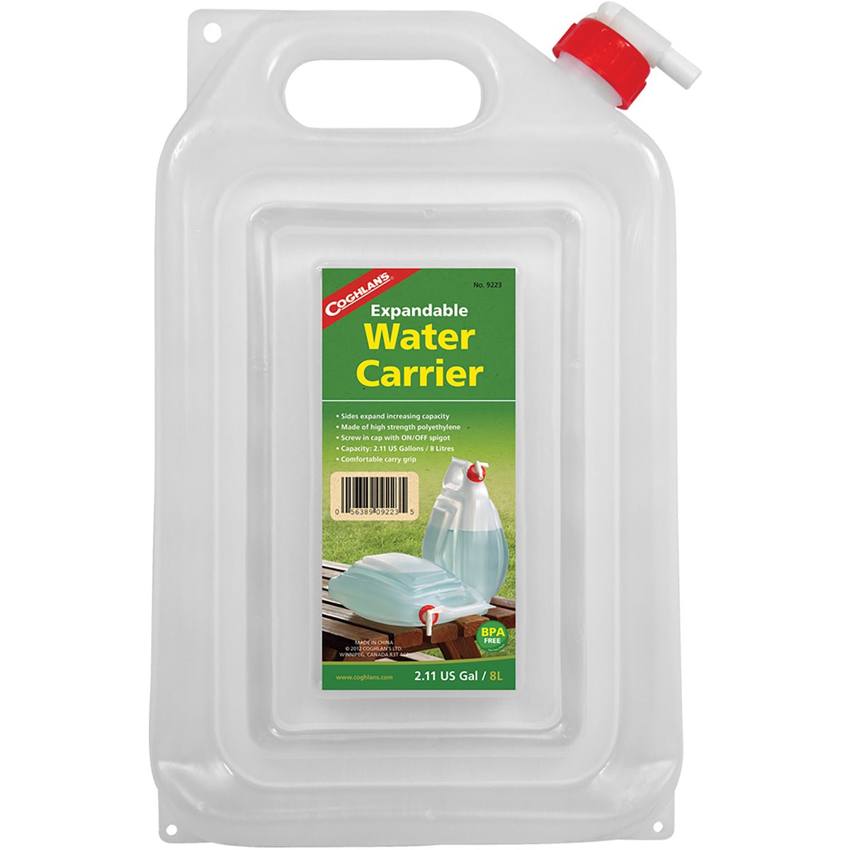 Coghlan's Expandable Water Carrier, 2 - Gallon Camping Jug, Collapses for Storage - Forza Sports