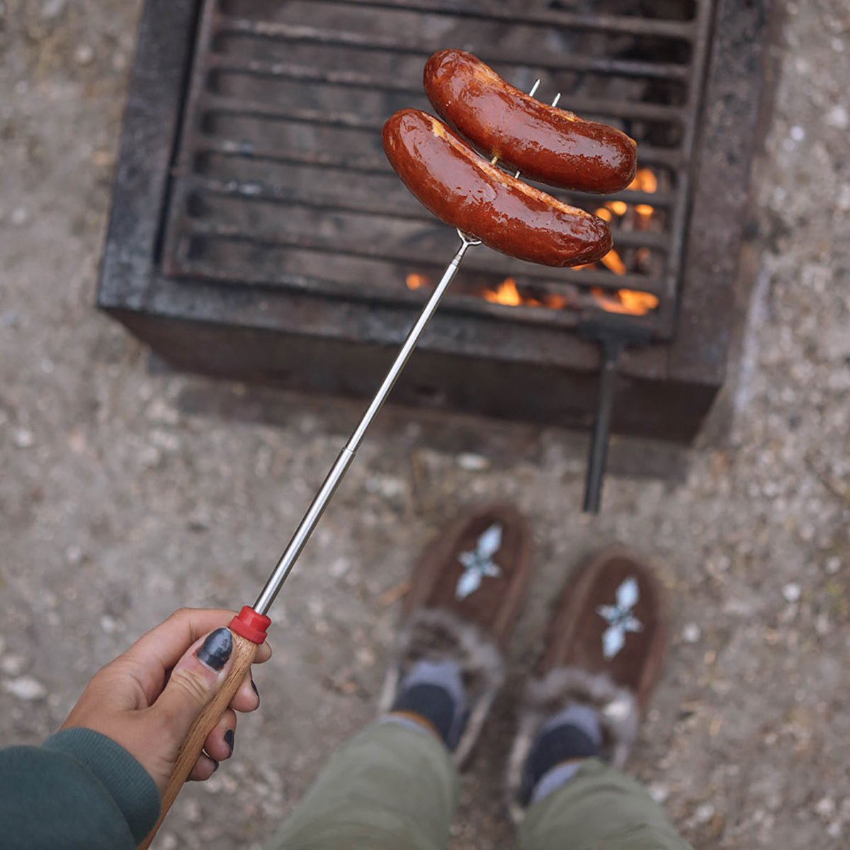 Coghlan's Telescoping Fork, Stainless Steel Shaft, Wooden Handle, Extends to 34" - Forza Sports