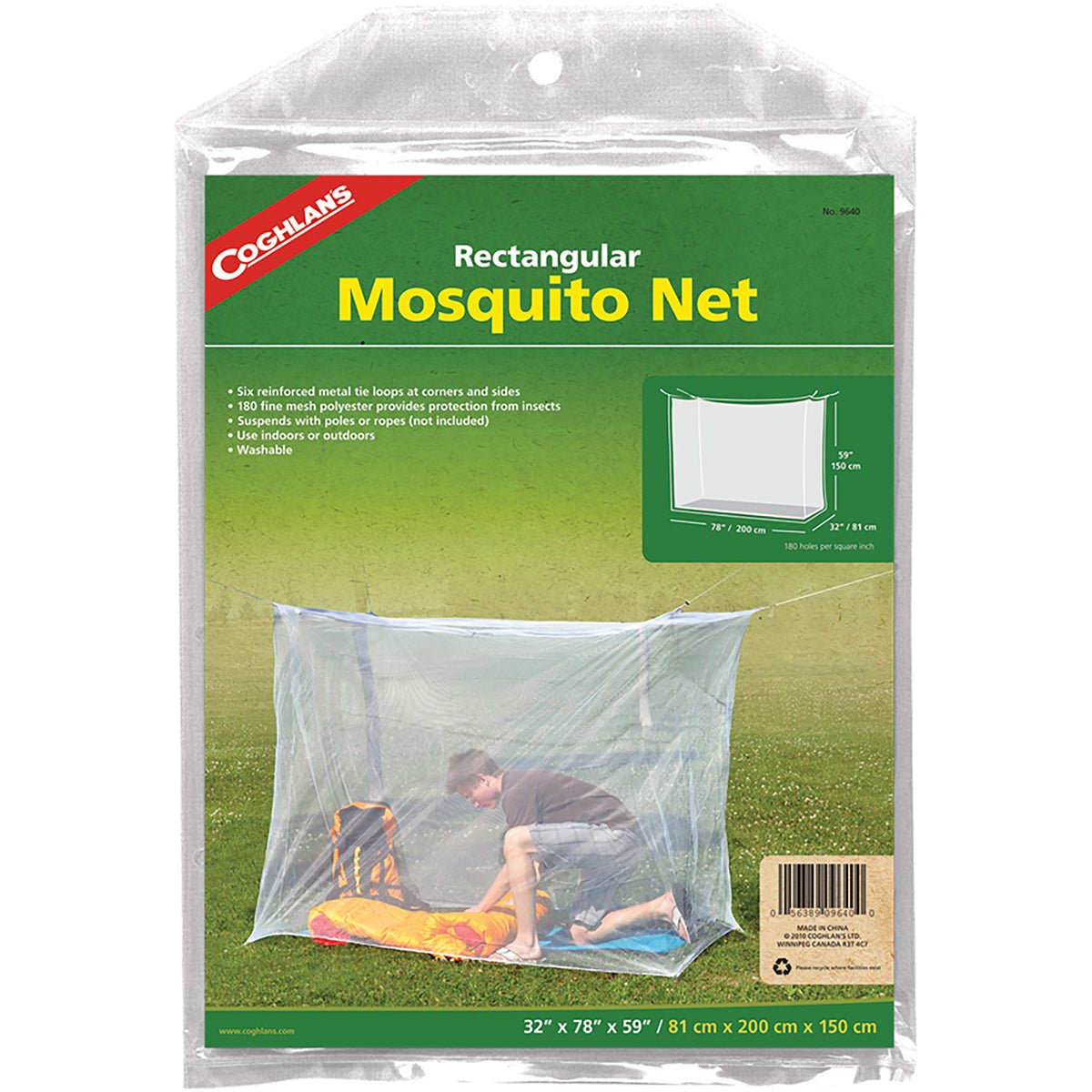 Coghlan's Rectangular Mosquito Net, Mesh Polyester Netting Protects from Insects - Forza Sports