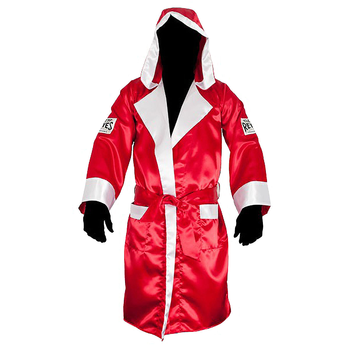 Cleto Reyes Satin Boxing Robe with Hood - Red/White Cleto Reyes