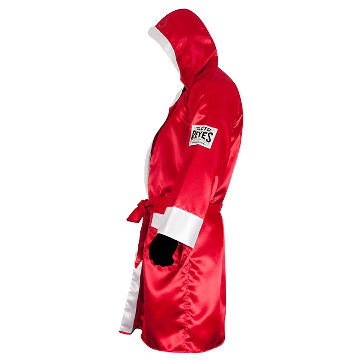 Cleto Reyes Satin Boxing Robe with Hood - Red/White Cleto Reyes