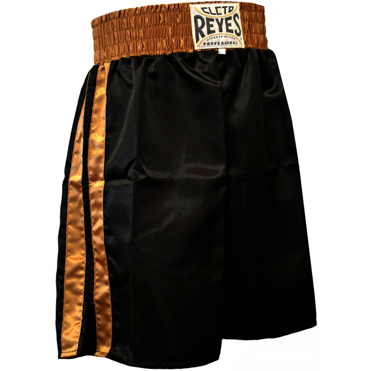 Cleto Reyes Satin Classic Boxing Trunks - Large (40") - Black/Gold Cleto Reyes
