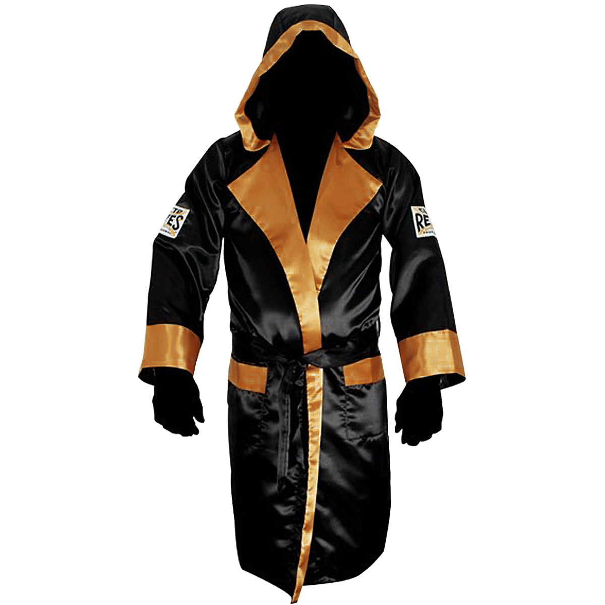 Cleto Reyes Satin Boxing Robe with Hood - Black/Gold Cleto Reyes