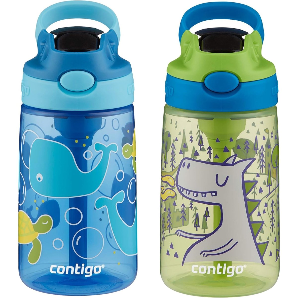 Contigo Kid's 14 oz. Plastic Water Bottle with Redesigned Autospout Straw 2 - Pack - Forza Sports