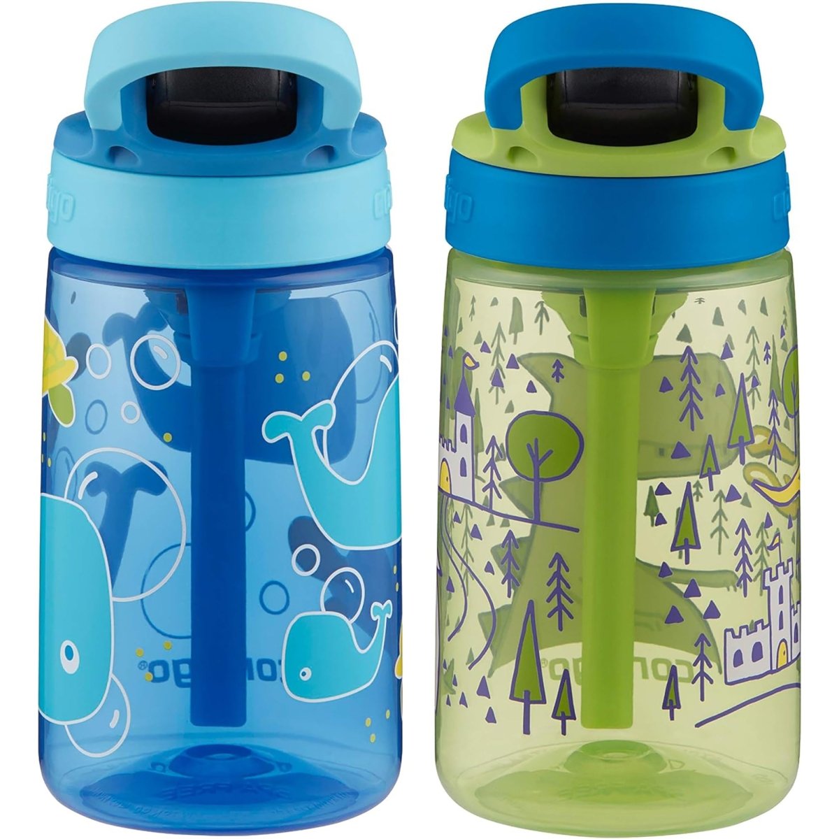 Contigo Kid's 14 oz. Plastic Water Bottle with Redesigned Autospout Straw 2 - Pack - Forza Sports