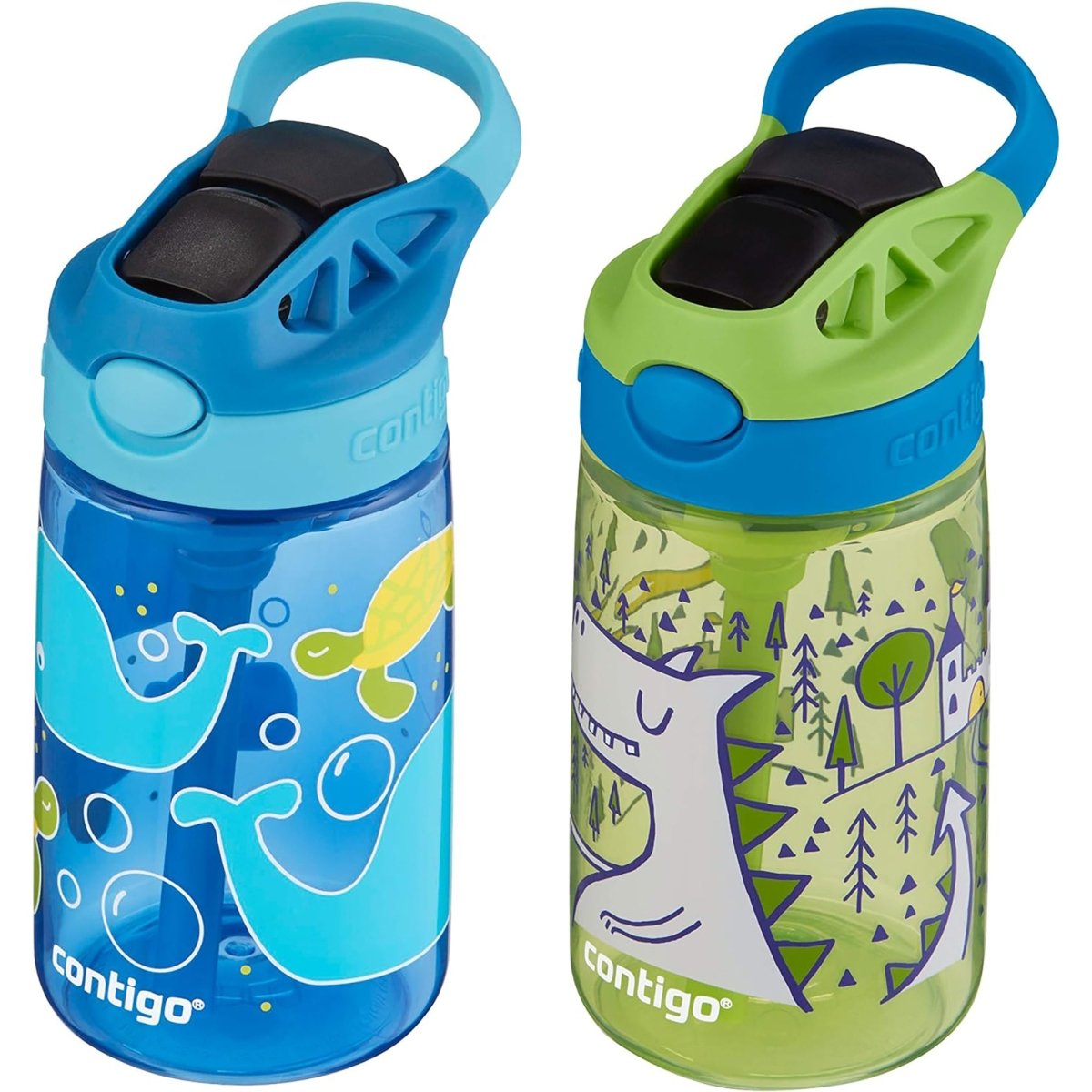Contigo Kid's 14 oz. Plastic Water Bottle with Redesigned Autospout Straw 2 - Pack - Forza Sports