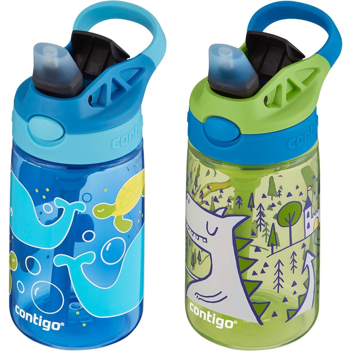 Contigo Kid's 14 oz. Plastic Water Bottle with Redesigned Autospout Straw 2 - Pack - Forza Sports