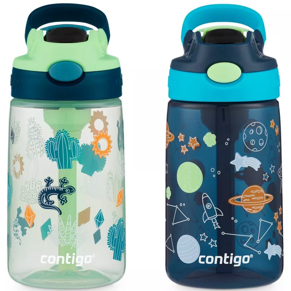 Contigo Kid's 14 oz. Plastic Water Bottle with Redesigned Autospout Straw 2 - Pack - Forza Sports