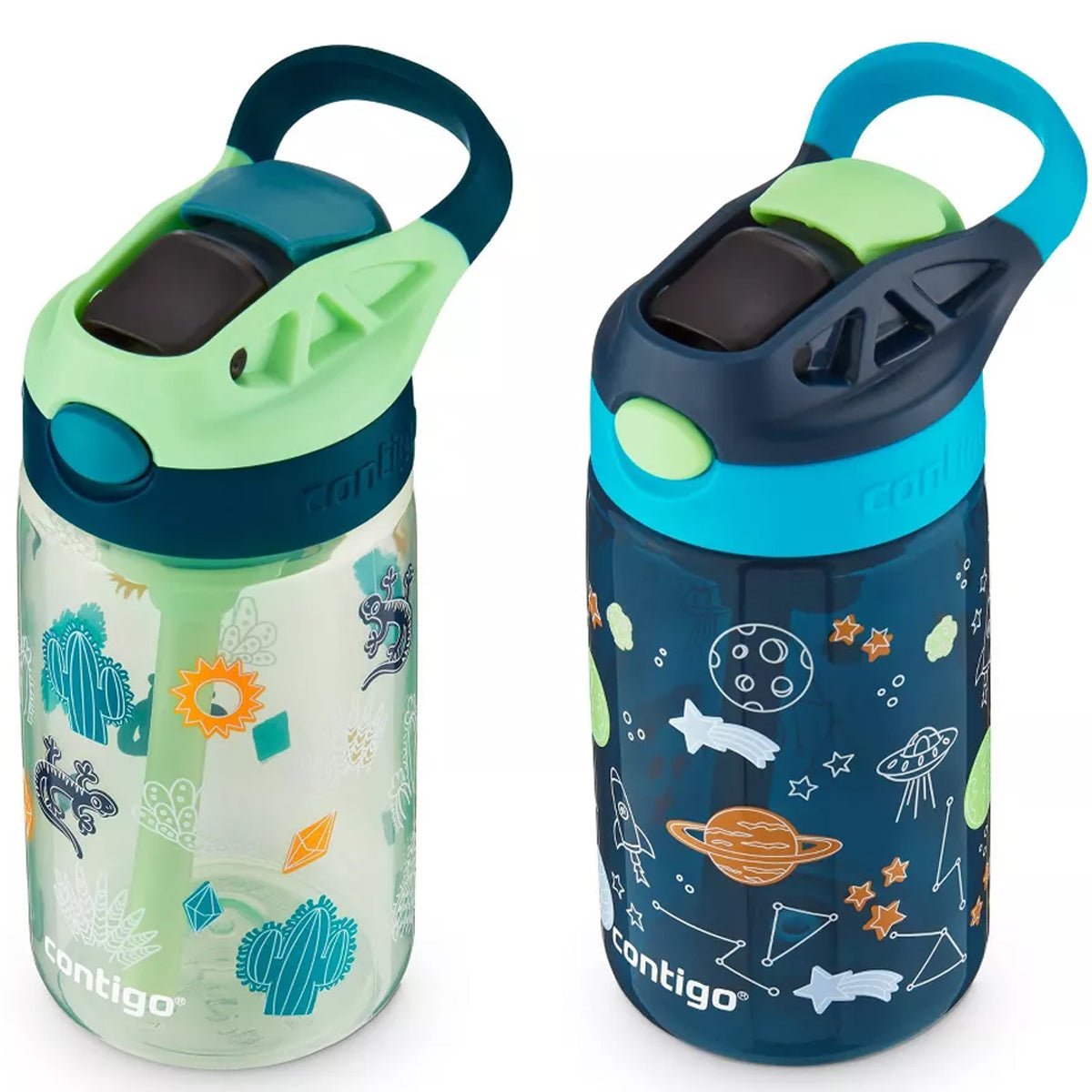 Contigo Kid's 14 oz. Plastic Water Bottle with Redesigned Autospout Straw 2 - Pack - Forza Sports