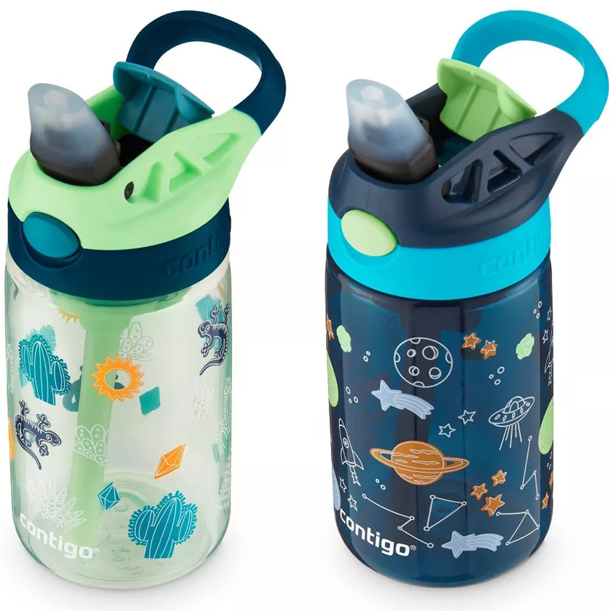Contigo Kid's 14 oz. Plastic Water Bottle with Redesigned Autospout Straw 2 - Pack - Forza Sports