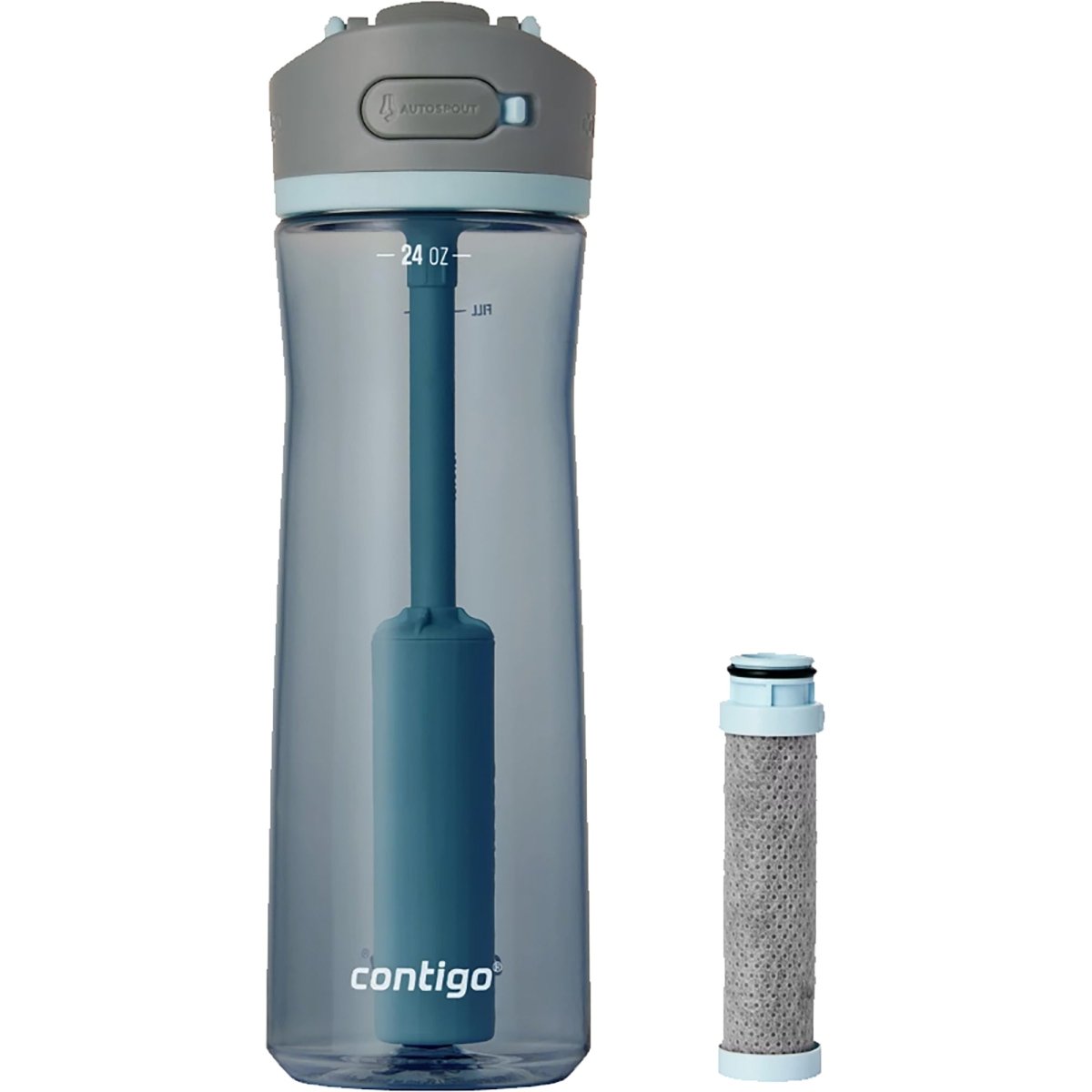 Contigo 24 oz. Wells Plastic Filter Water Bottle w/ Replacement Filter - Dark Ice - Forza Sports