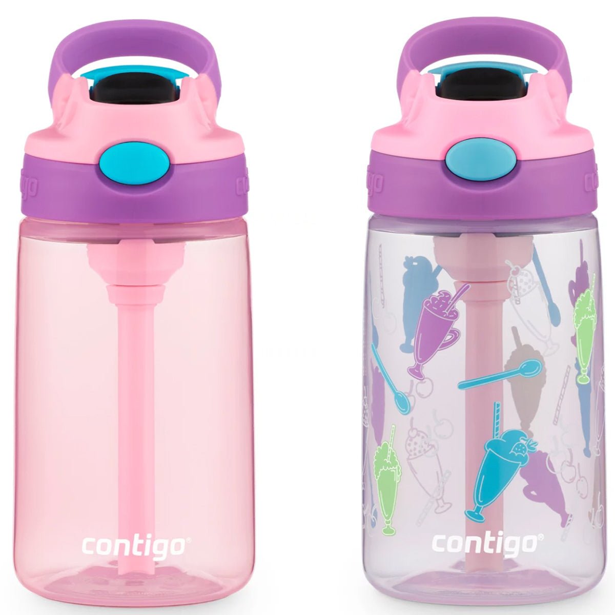 Contigo Kid's 14 oz. Plastic Water Bottle with Redesigned Autospout Straw 2 - Pack - Forza Sports
