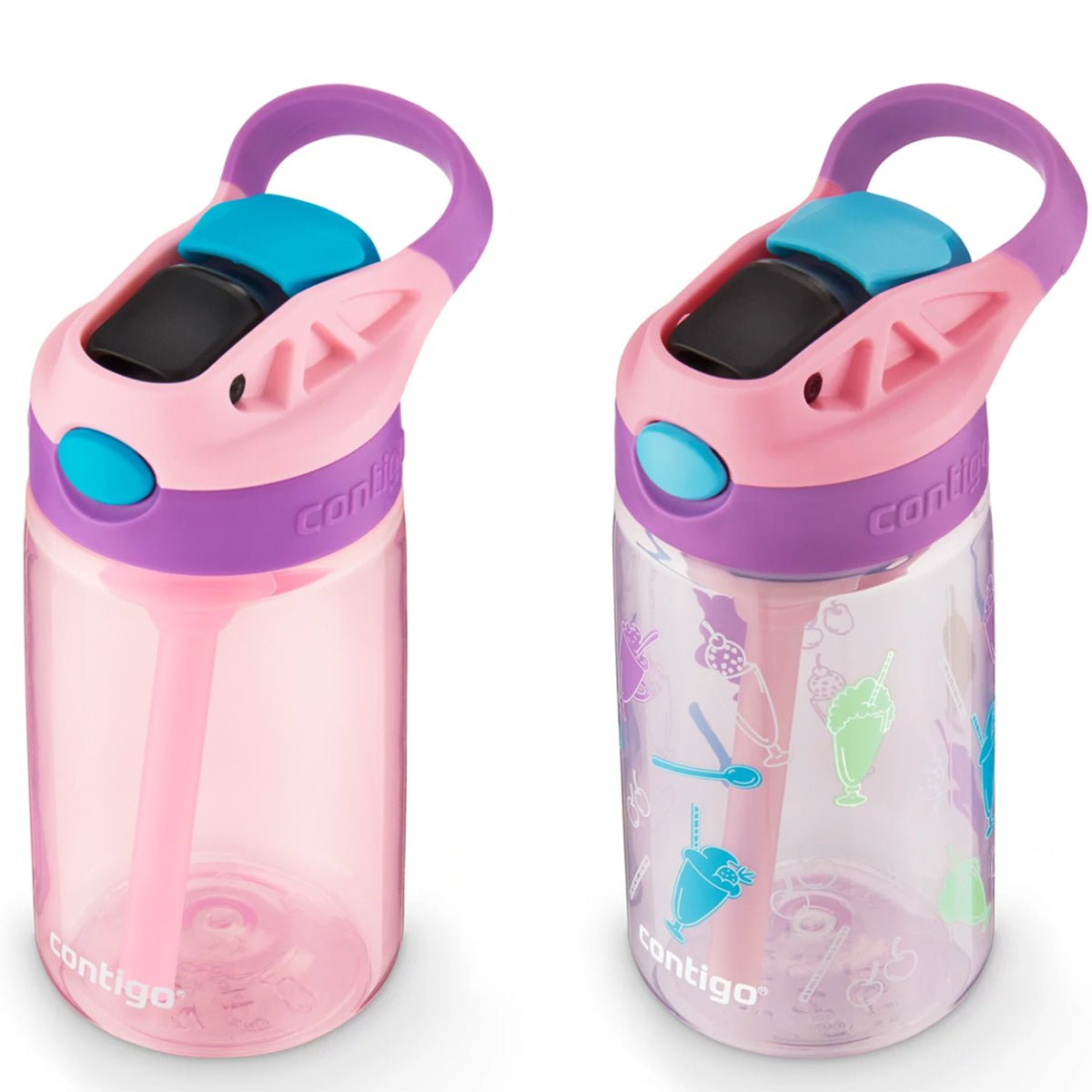 Contigo Kid's 14 oz. Plastic Water Bottle with Redesigned Autospout Straw 2 - Pack - Forza Sports