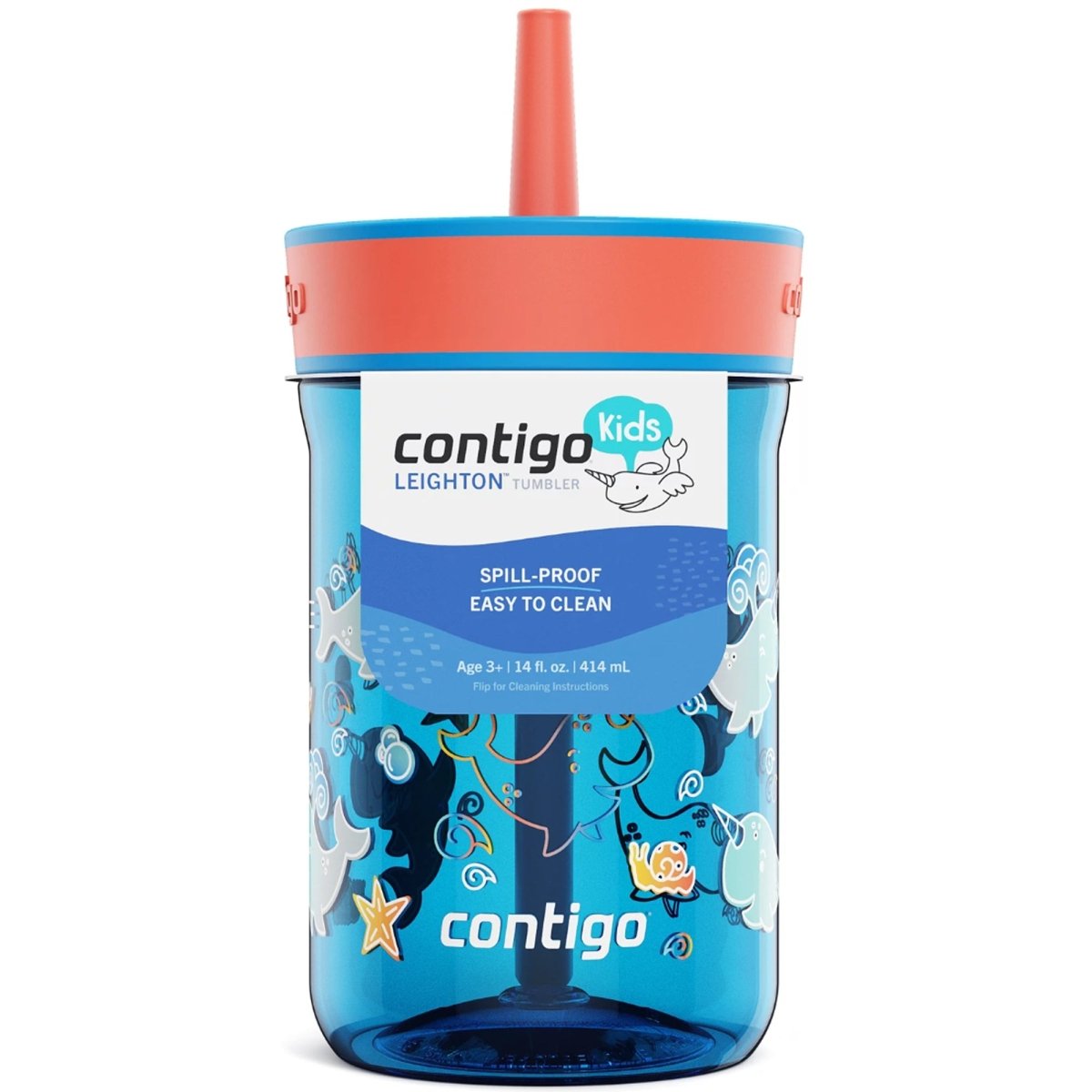 Contigo Kid's 14 oz. Leighton Spill - Proof Tumbler with Straw - Forza Sports