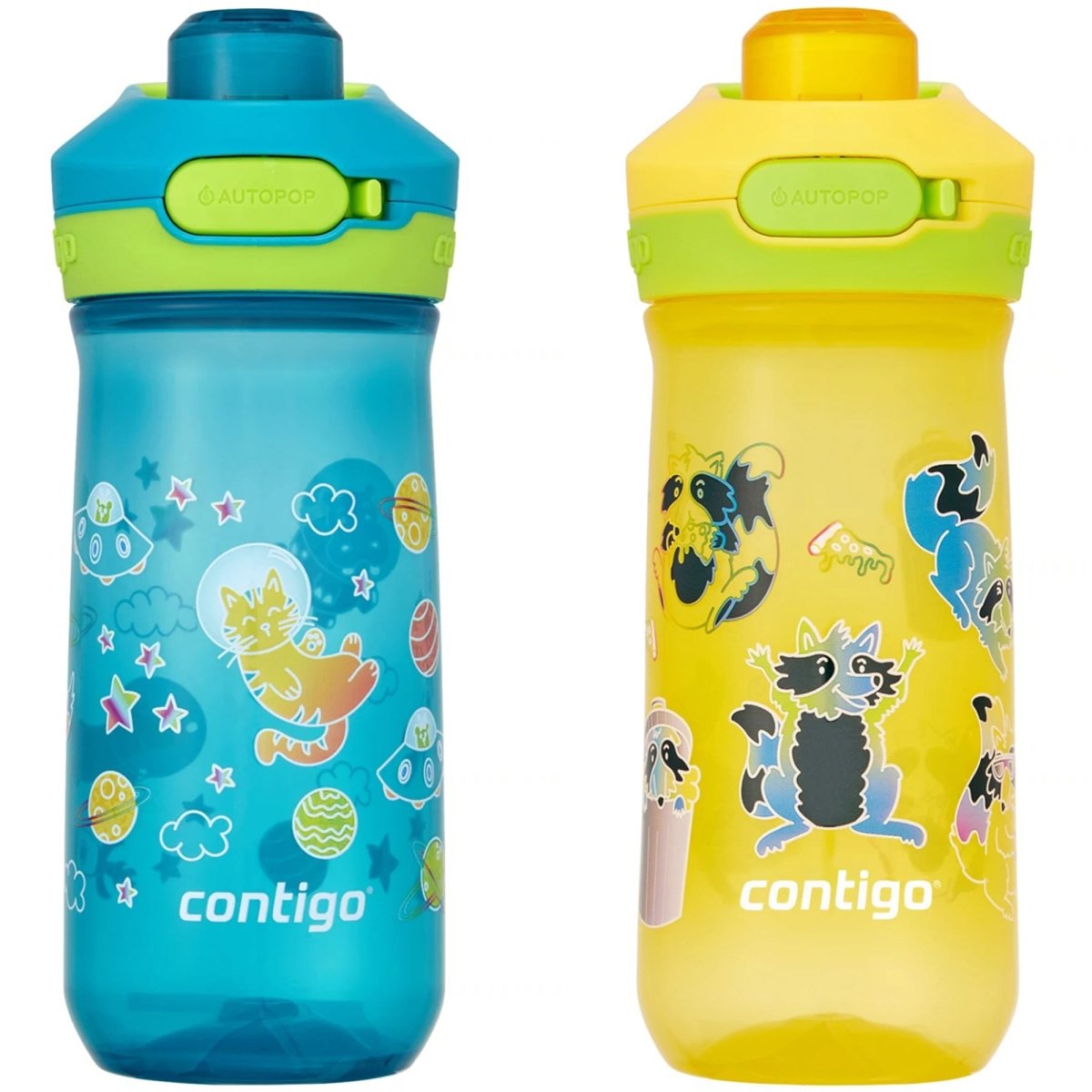 Contigo Kid's 14 oz. Jessie Water Bottle 2 - Pack - Spacecraft/Trash Pandas - Forza Sports