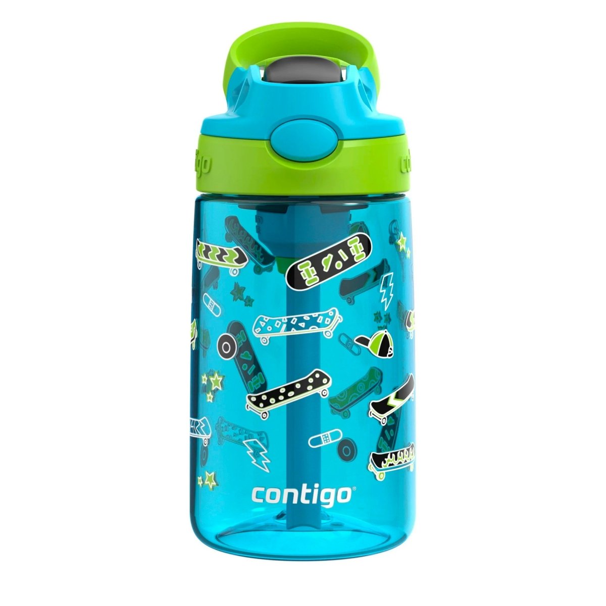 Contigo Kid's 14 oz. Aubrey Plastic Water Bottle - Blue Raspberry/Skater - Forza Sports