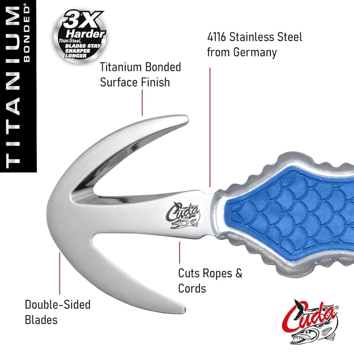 Cuda 1.5" Rescue/Safety Knife with Sheath Titanium Bonded - Forza Sports
