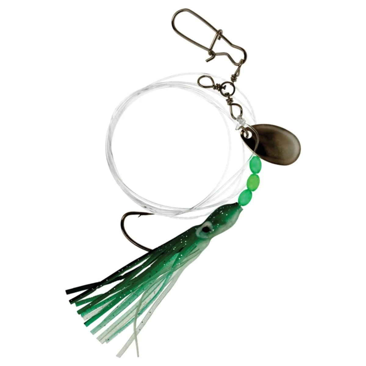 Eagle Claw Lazer Fluke Spinner, Green/Black Glitter - Forza Sports