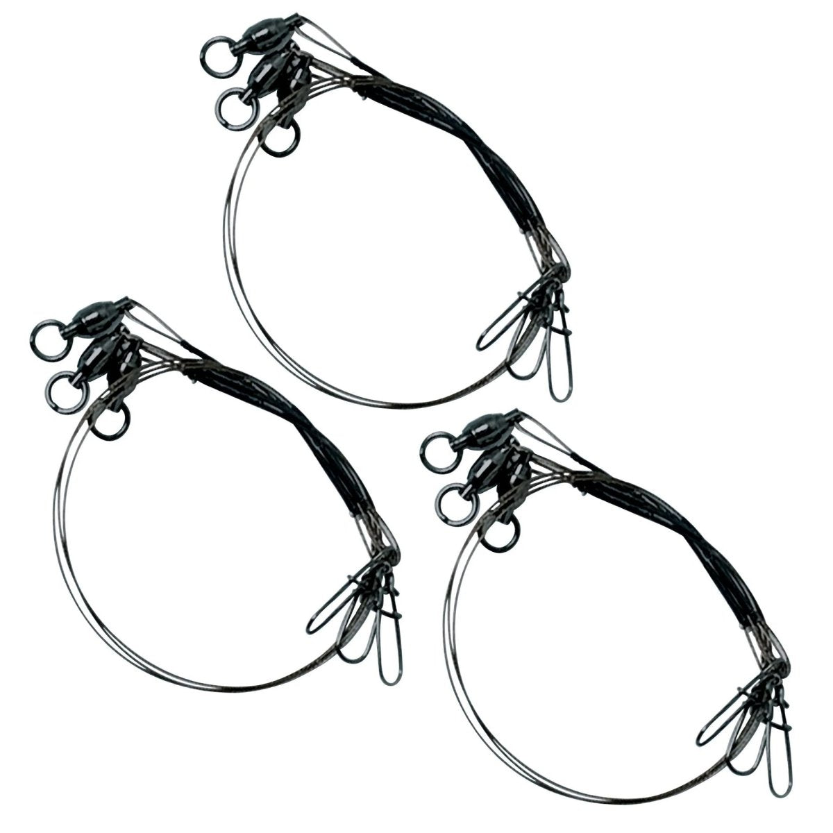 Eagle Claw Lazer Sharp Steel Leader with Ball Bearing Swivel and Dual Lock Snap, 20 lb. Test, 12" Leader, 3 Pack - Forza Sports