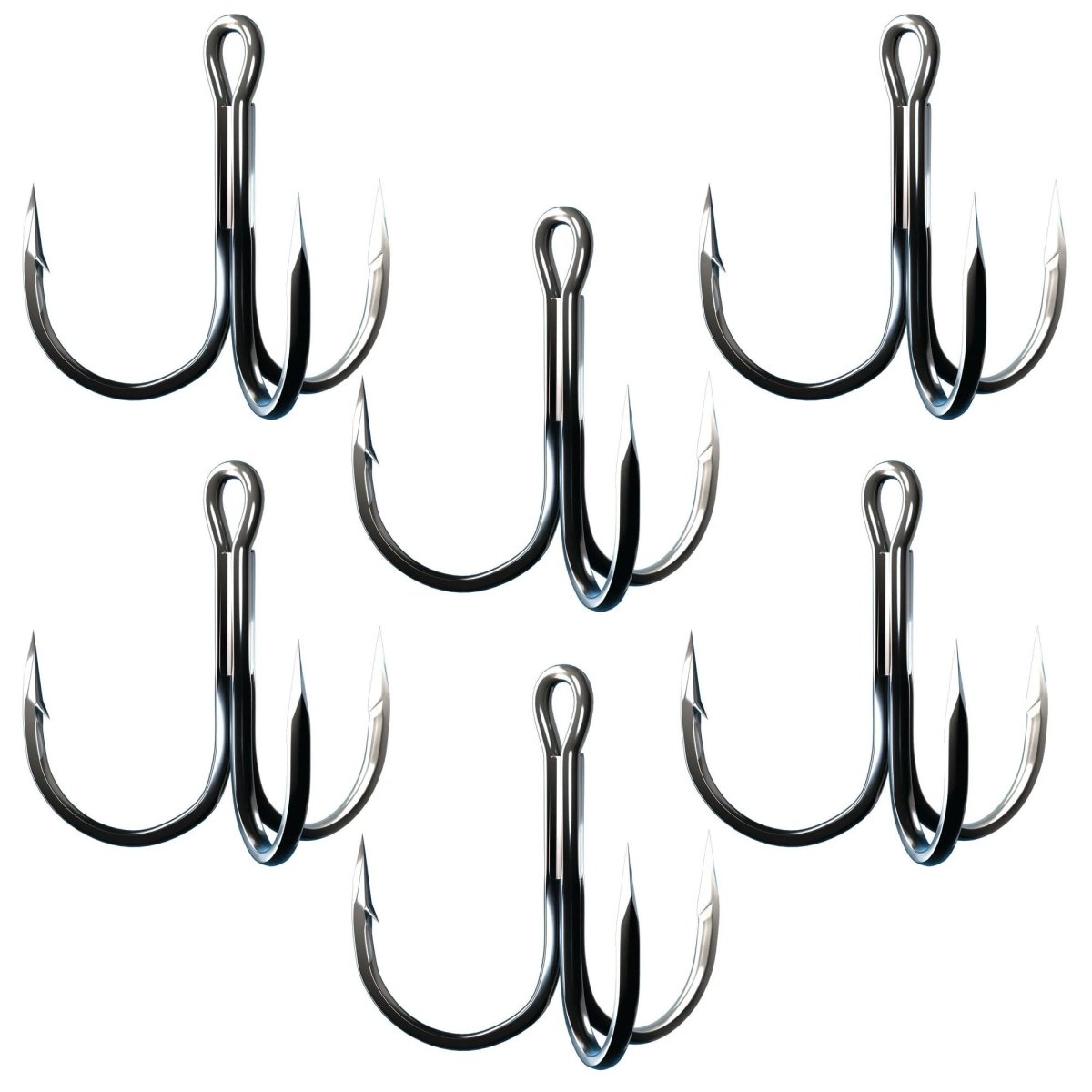 Eagle Claw Trokar 3X Round Bend Treble, Size 6, Platinum Black, 6 Pack - Forza Sports