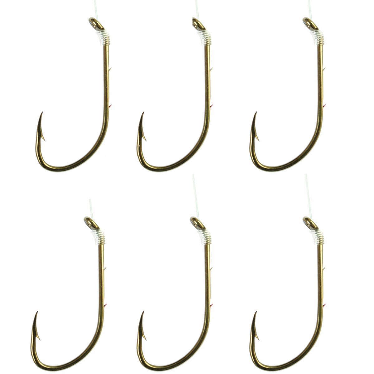 Eagle Claw Snelled Baitholder Hooks 6 - Pack - 6 - Bronze - Forza Sports