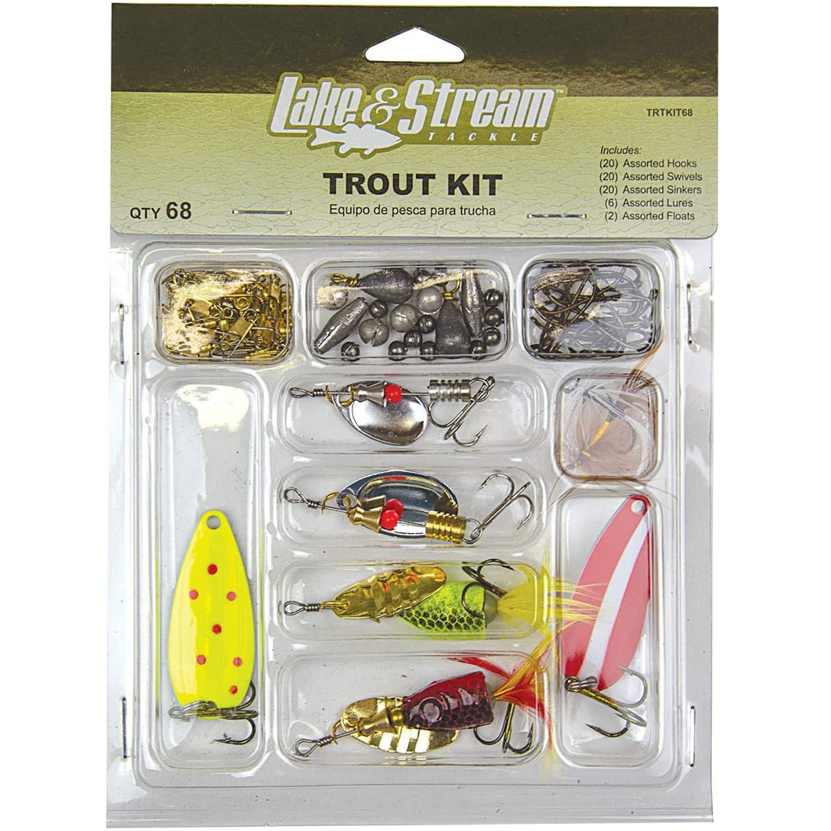 Lake & Stream Tackle Trout Kit, 68 Piece - Forza Sports