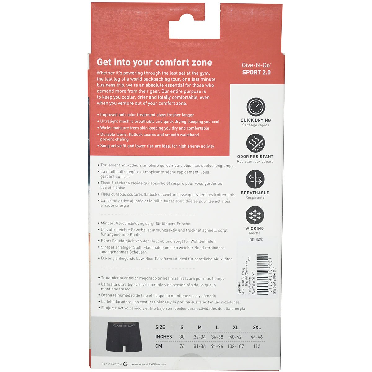 ExOfficio Give - N - Go 2.0 Sport Mesh 3" Boxer Briefs - Steel Onyx/Black - Forza Sports