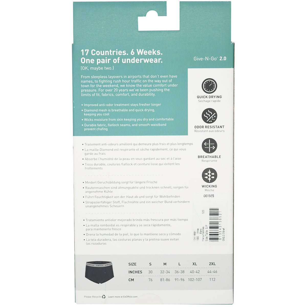 ExOfficio Give - N - Go 2.0 Briefs - White - Forza Sports