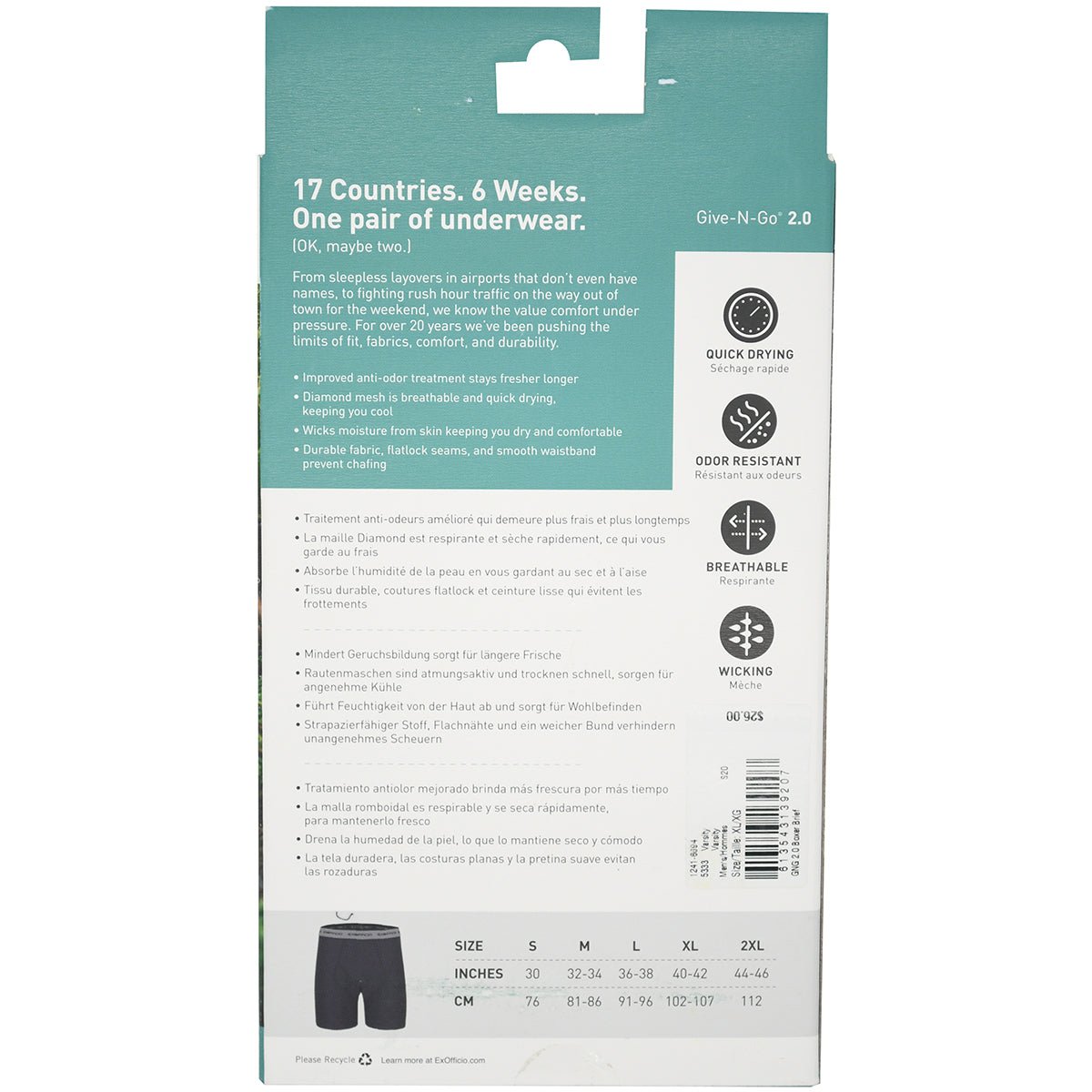 ExOfficio Give - N - Go 2.0 Boxer Briefs - Black - Forza Sports