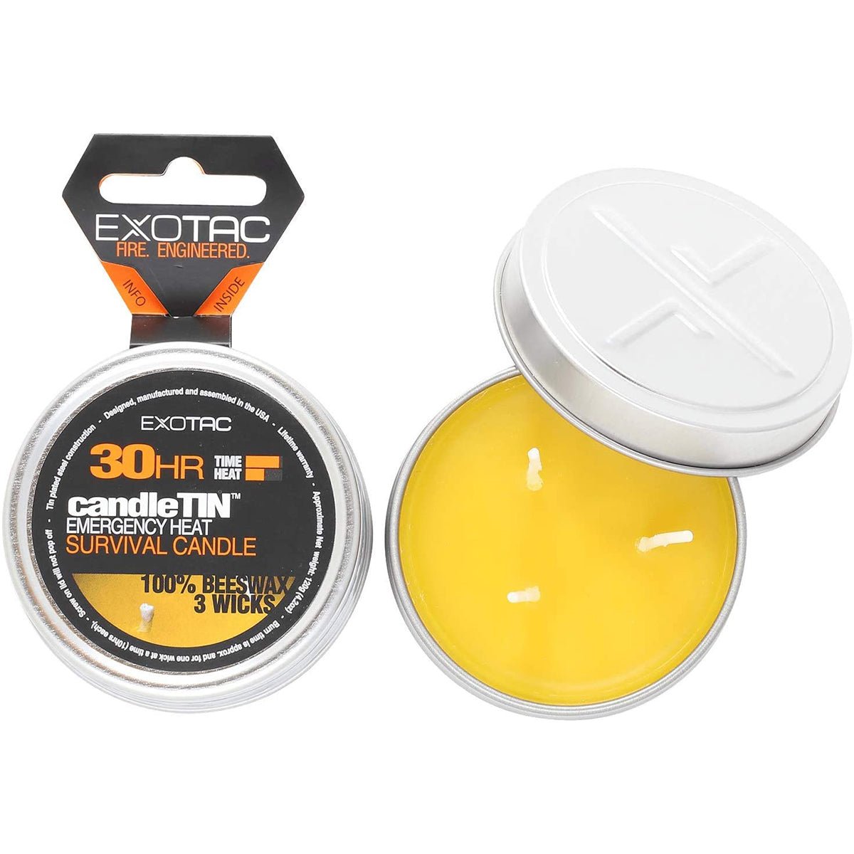 Exotac CandleTIN Slow Burn 3 - Wick Emergency Survival Candle - Silver - Forza Sports