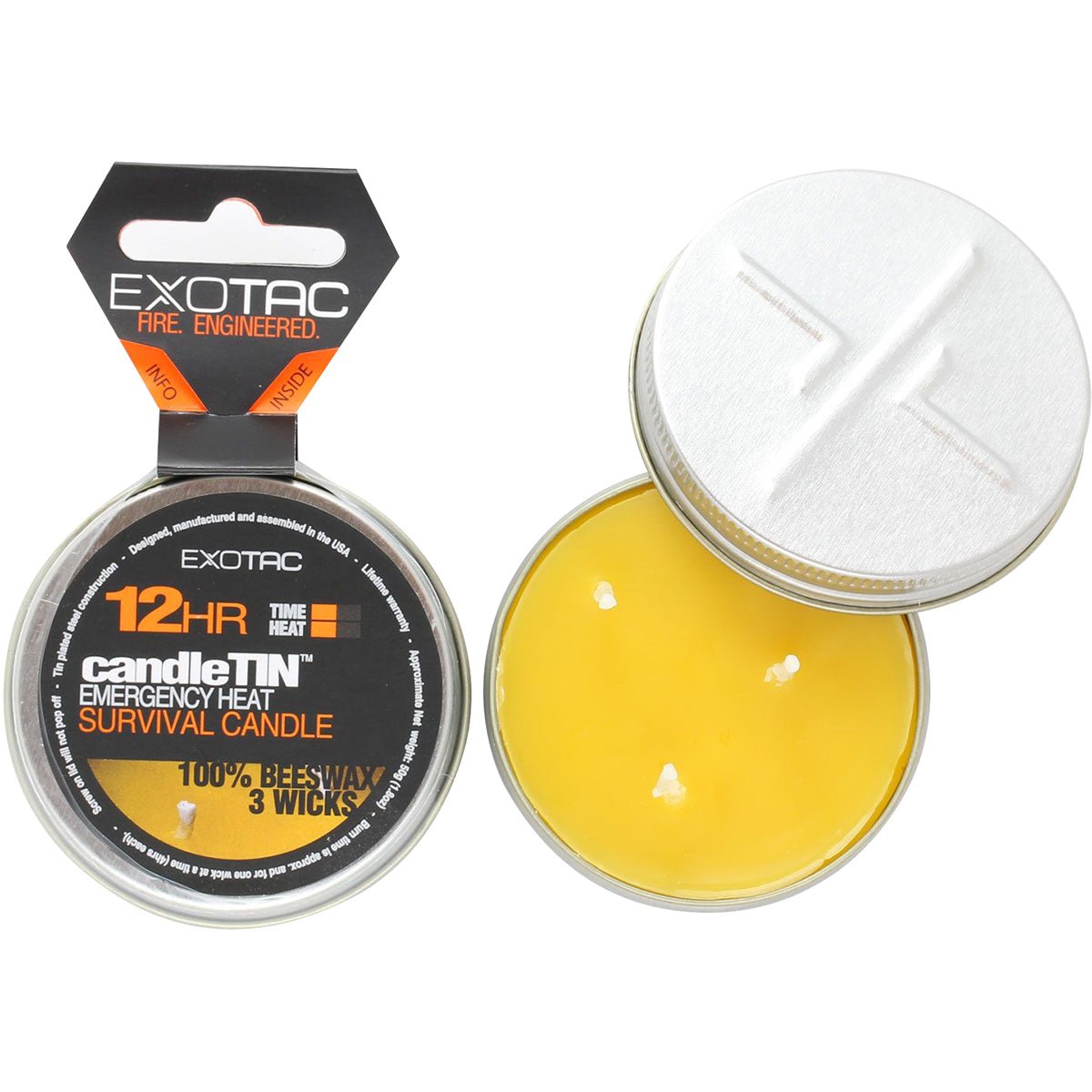 Exotac CandleTIN Slow Burn 3 - Wick Emergency Survival Candle - Silver - Forza Sports