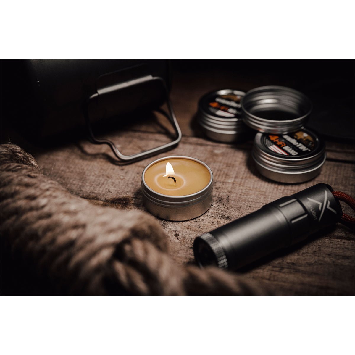 Exotac CandleTIN Nano 1 - Wick Emergency Candle 3 - Pack - Silver - Forza Sports