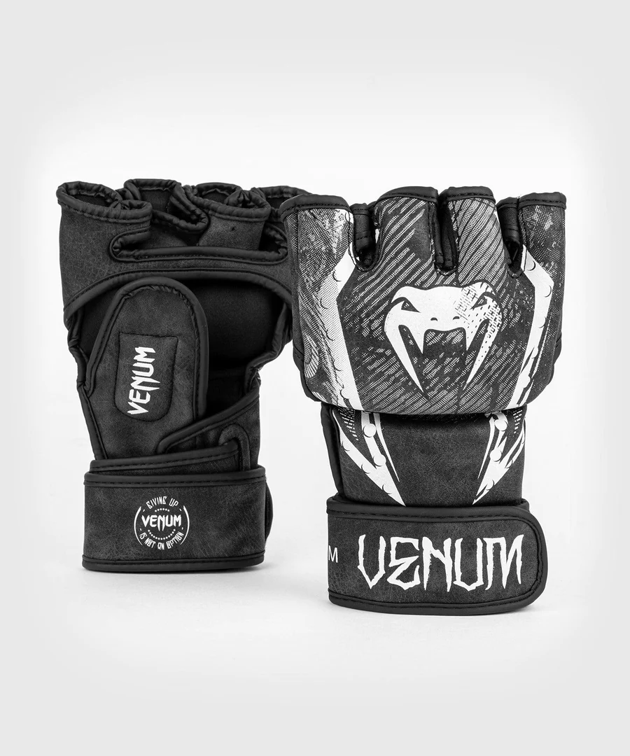 Venum GLDTR 4.0 Hook and Loop MMA Gloves - Black/White - Forza Sports