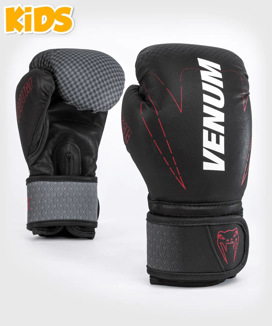 Venum Kid's Okinawa 3.0 Hook and Loop Boxing Gloves - Black/Red - Forza Sports