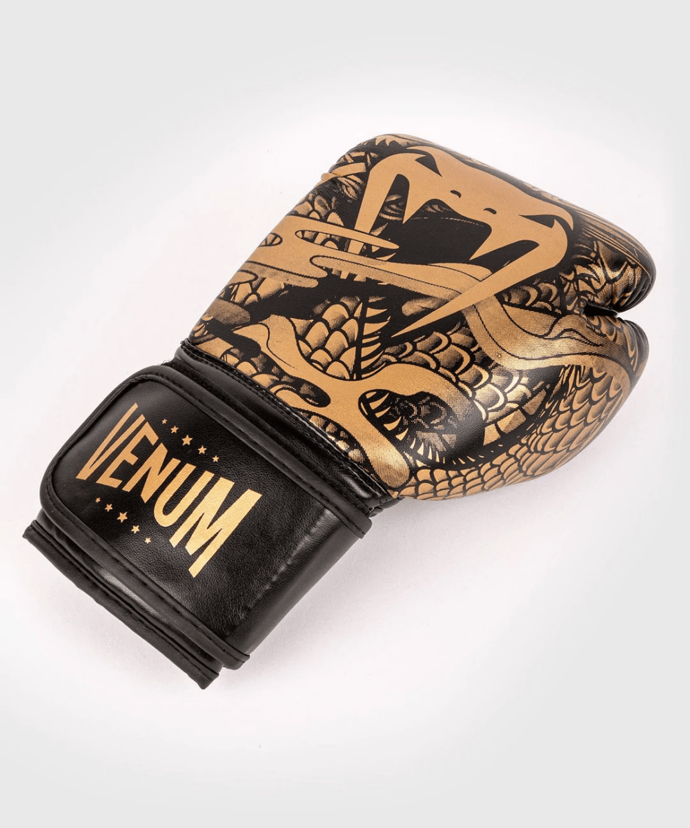 Venum Dragon's Flight Hook and Loop Boxing Gloves - Black/Bronze