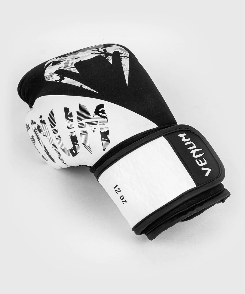 Venum Legacy Hook and Loop Boxing Gloves - Black/White - Forza Sports