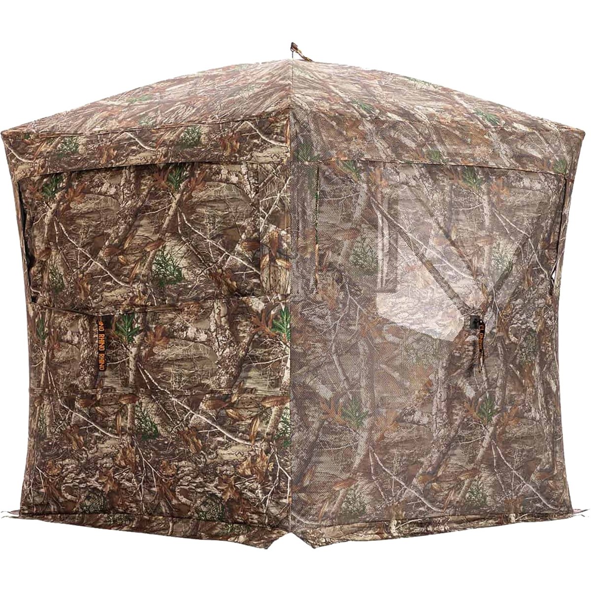 Camouflage hunting see through blind on a white background