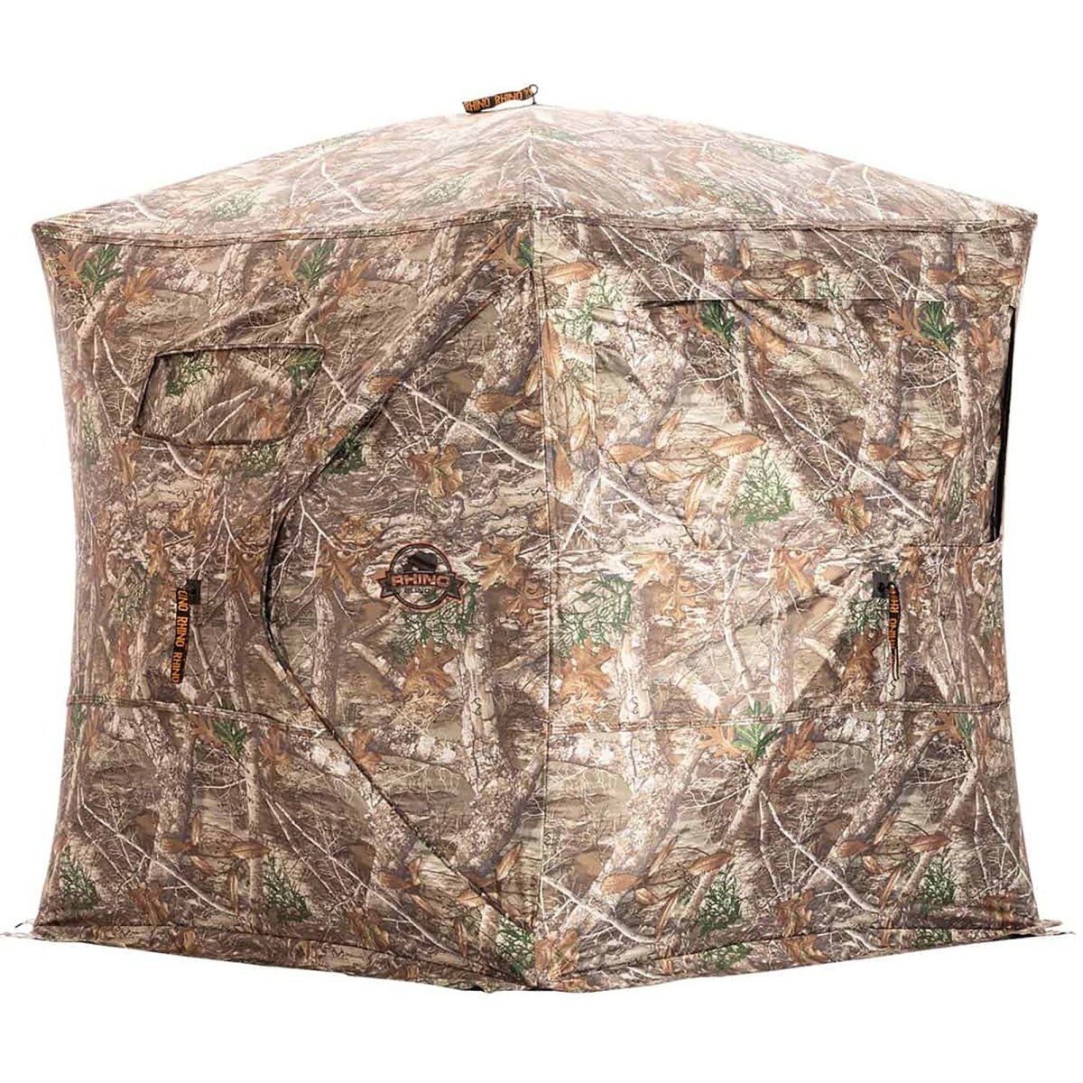 Camouflage hunting seww through blind on a white background
