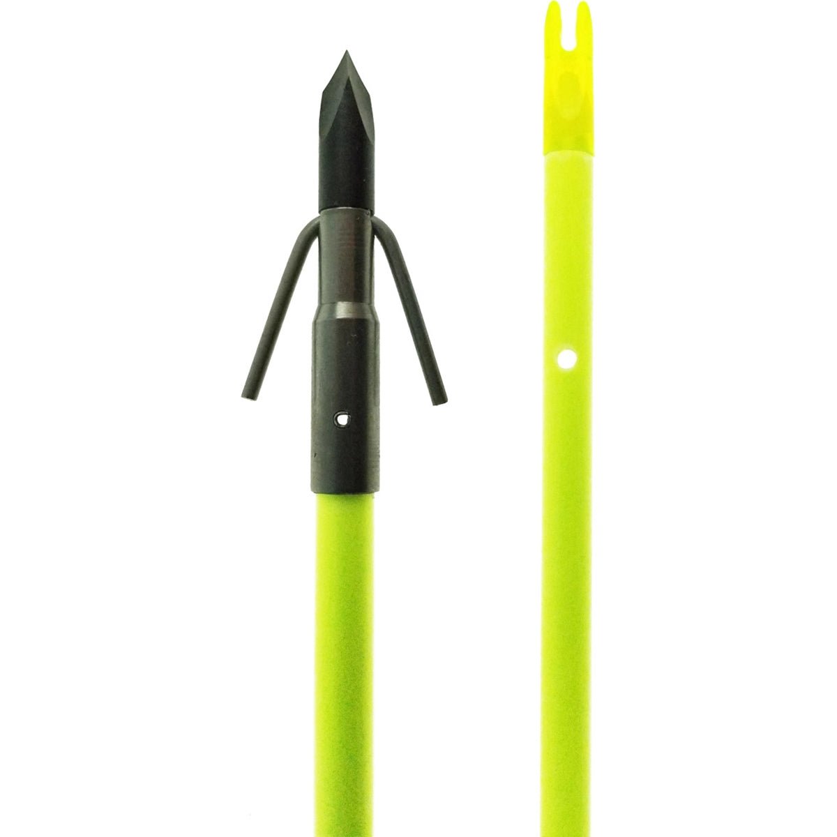 Muzzy Bowfishing Classic Chartreuse Arrow w/Nock, Slide & Iron 3 - Barb Fish Point - Forza Sports
