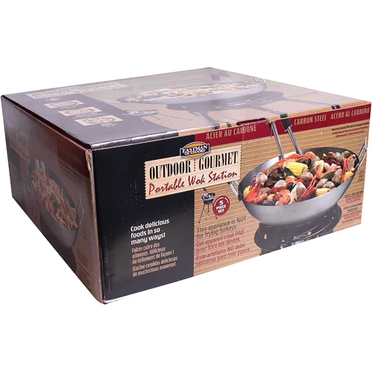 Eastman Outdoors Big Kahuna Burner with 22" Carbon Steel Outdoor Wok Kit, 37212 - Forza Sports
