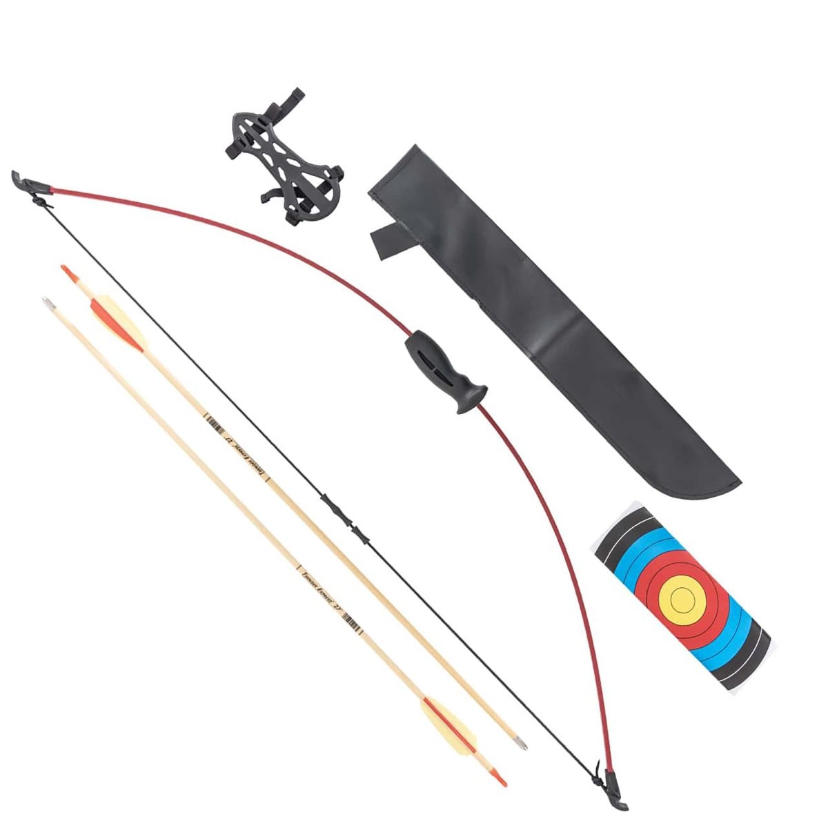 Archery thunder hunter set with bow, arrows, quiver, and target on a white background