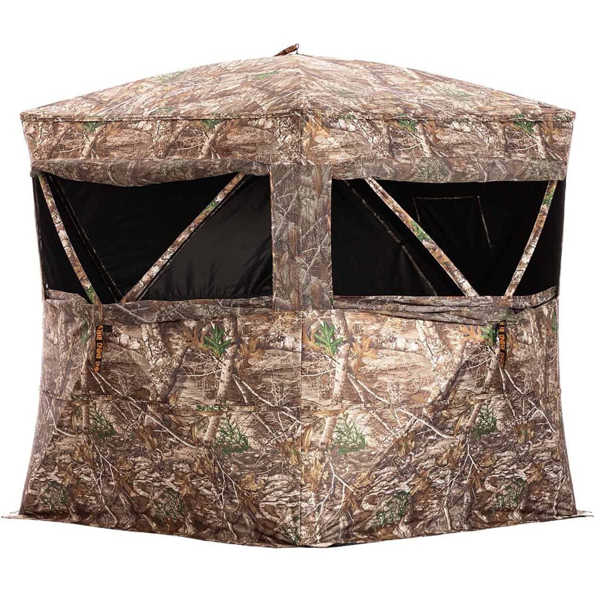 Camouflage hunting pro blind with a white background