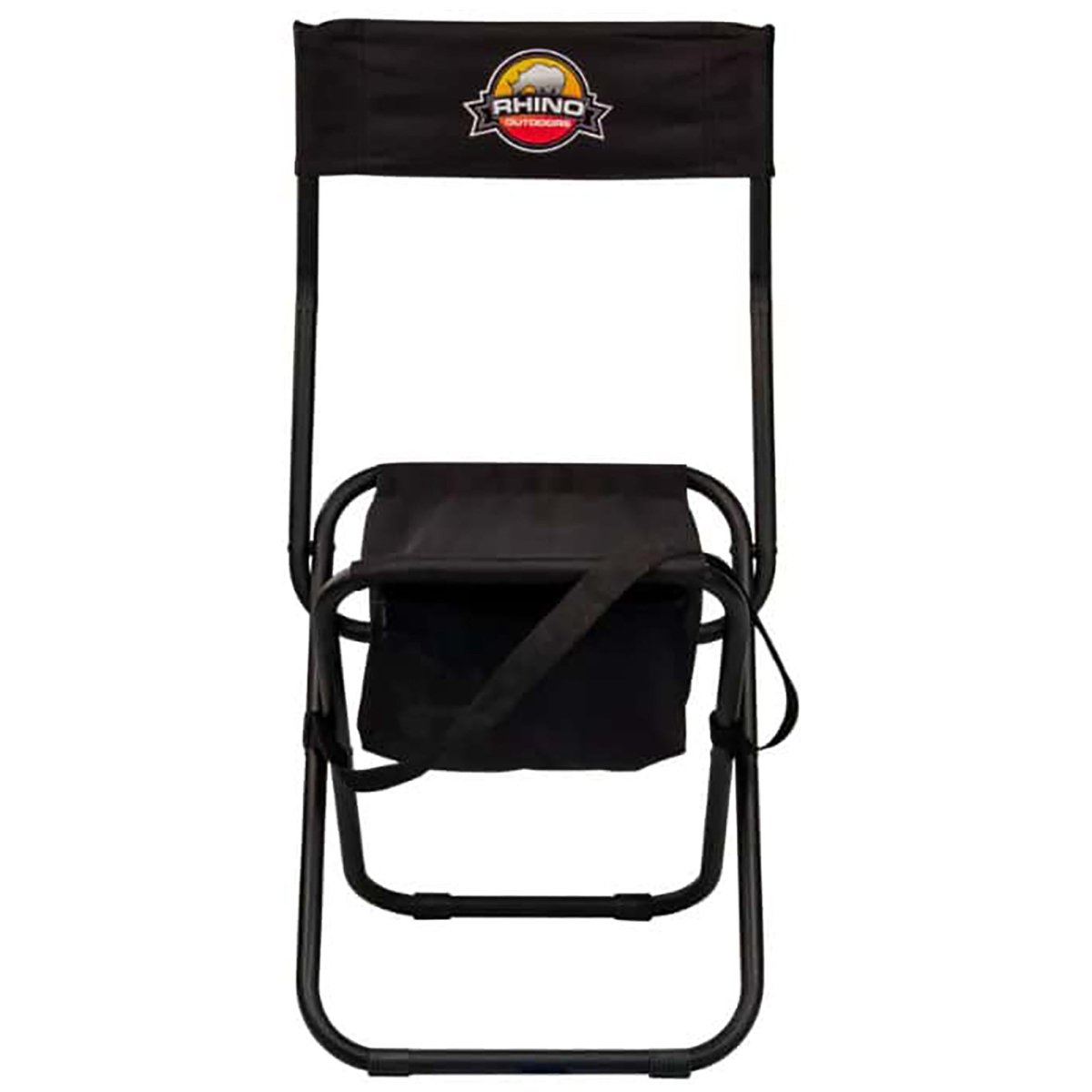 Rhino Foldable Hunting Chair with Back Rest and Storage Pouch - Black - Forza Sports