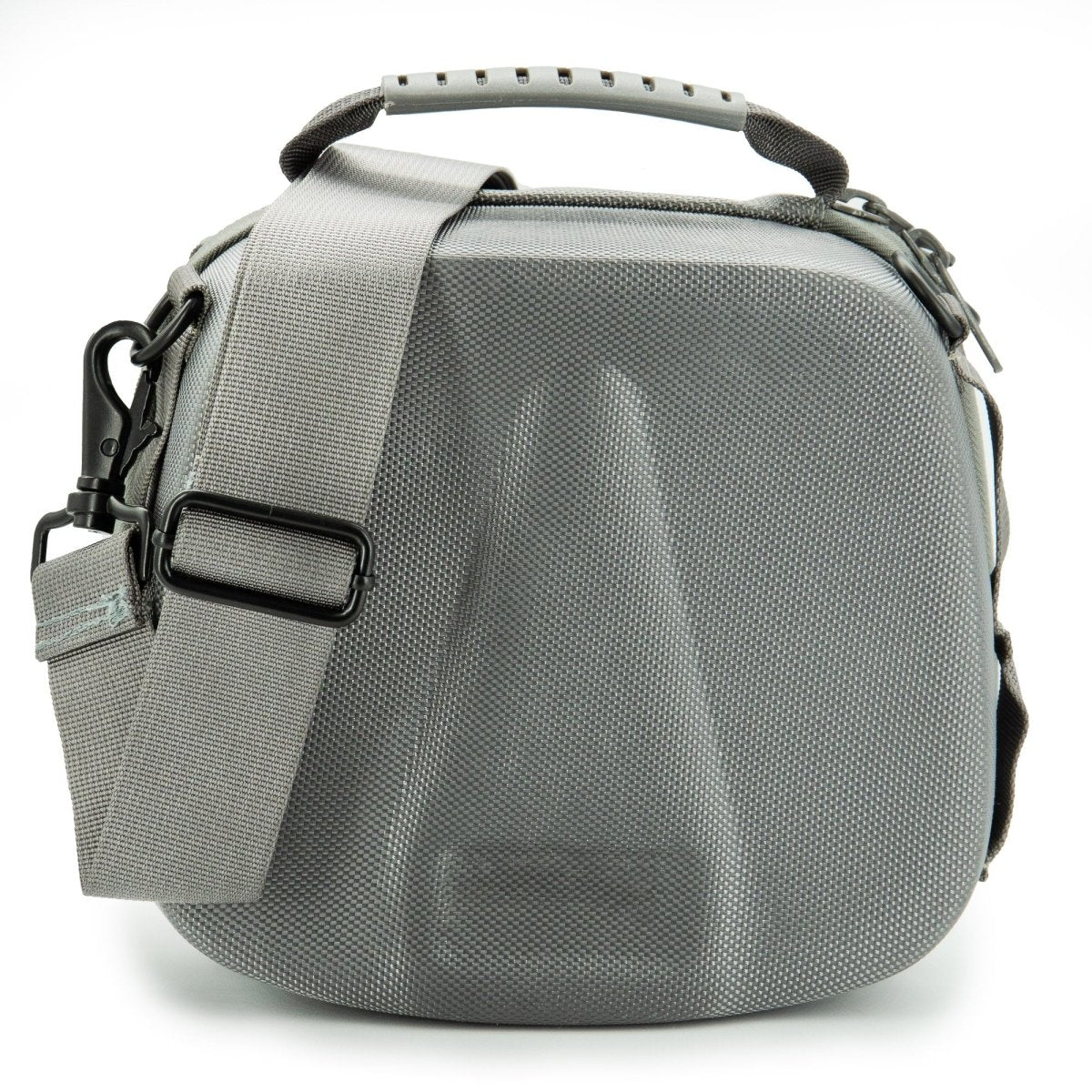 Gray generator zipper case with shoulder strap on a white background