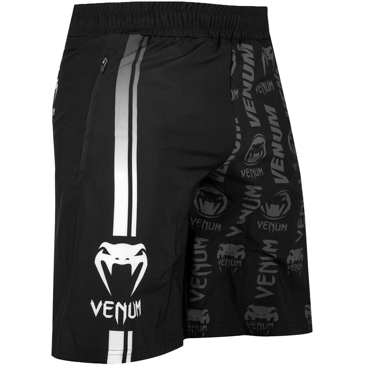 Venum Logos Drawstring Waist Fitness Shorts - Black/White - Forza Sports