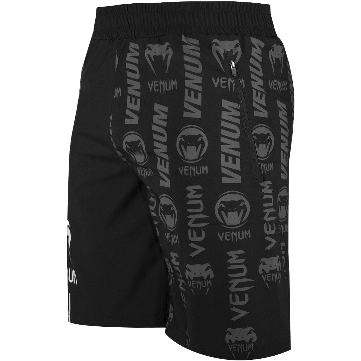 Venum Logos Drawstring Waist Fitness Shorts - Black/White - Forza Sports